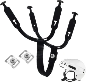 1 Set Hockey Helmet Chin Strap with 2 Stainless Steel Single Strengthened Snap, Hockey Ear Sling Loops for Ice Hockey Helmet, Ice Hockey Chin Strap Replacement Parts Ear Sling Loop Repair Kit