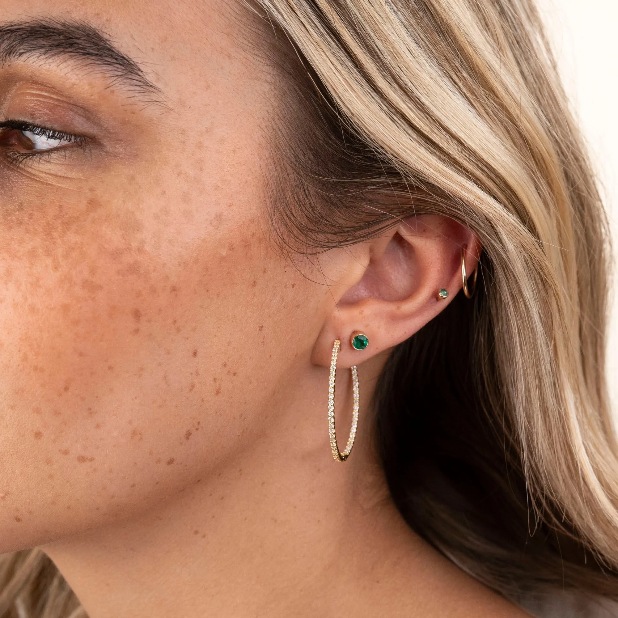 14k Medium Diamond Inside Out Hoops
