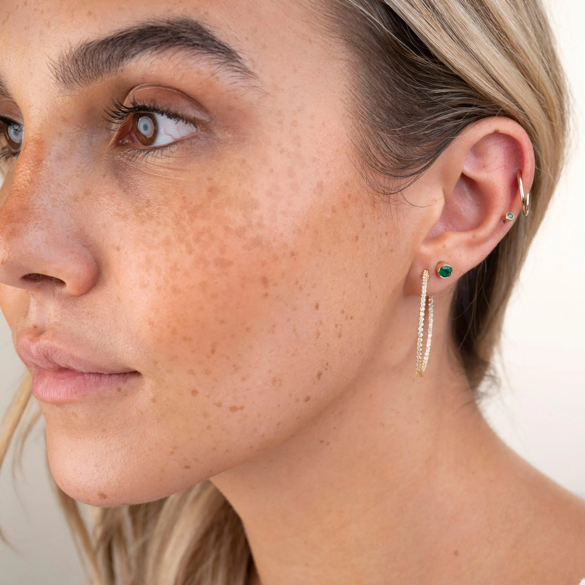 14k Medium Diamond Inside Out Hoops