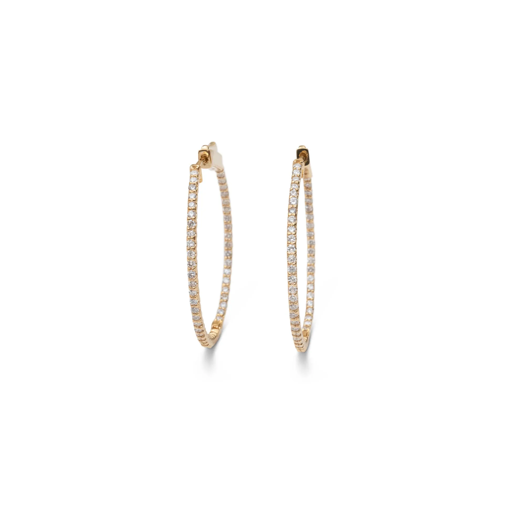 14k Medium Diamond Inside Out Hoops