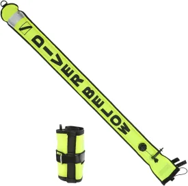 4ft Surface Marker Buoy, Hi-Vi Inflatable Scuba Signal Tube with Reflective Strip, Scuba Diving Open Bottom Float (SMB) for Underwater Diving Snorkeling
