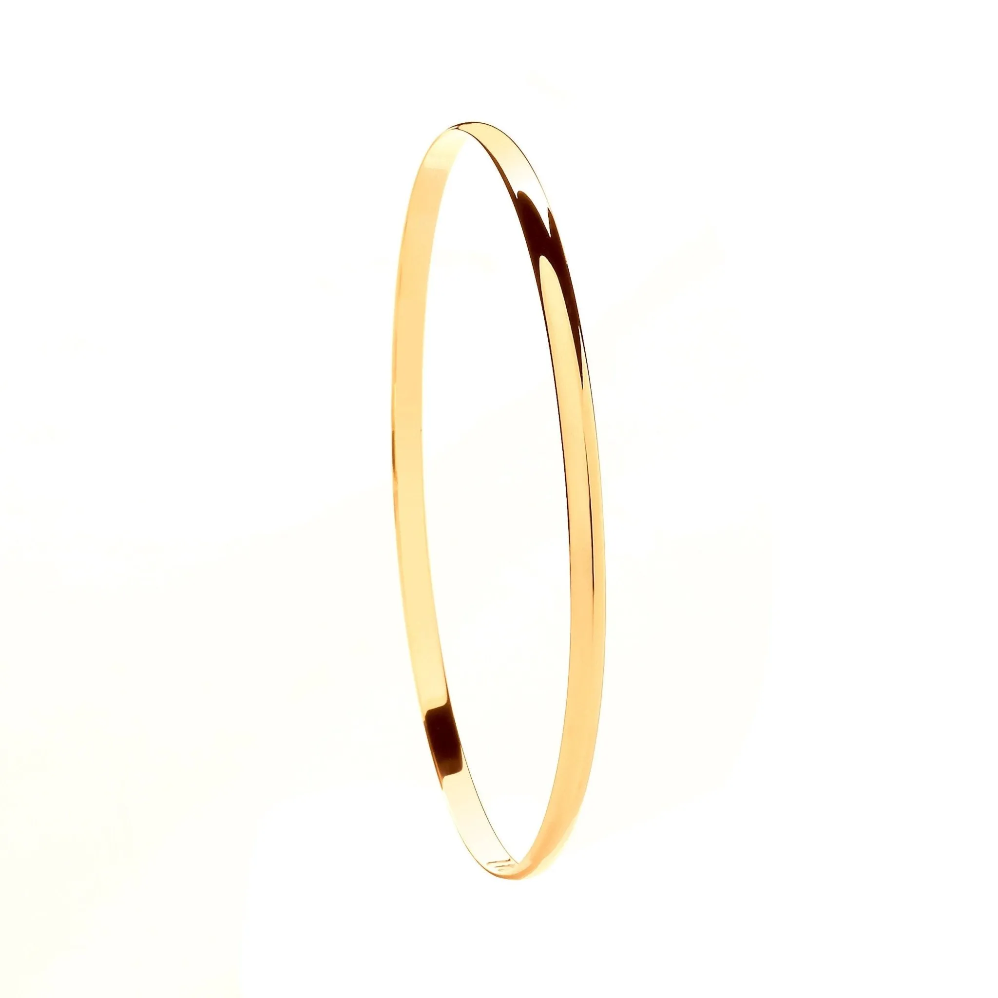 9ct Gold Slave Bangle, D-Shape Polished Elegance, 3mm, 4.60g, Gift Box Included