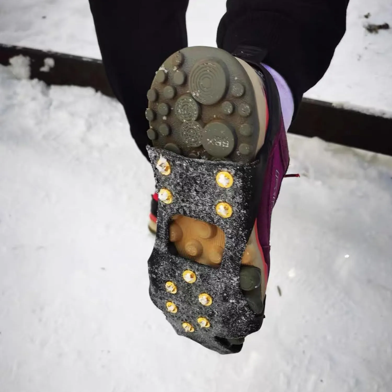 Azarxis Walk Traction Ice Cleat Spikes Crampons with 10 Spikes Snow Grips Stretch Footwear Traction for Walking, Jogging, Climbing, Hiking on Snow and Ice