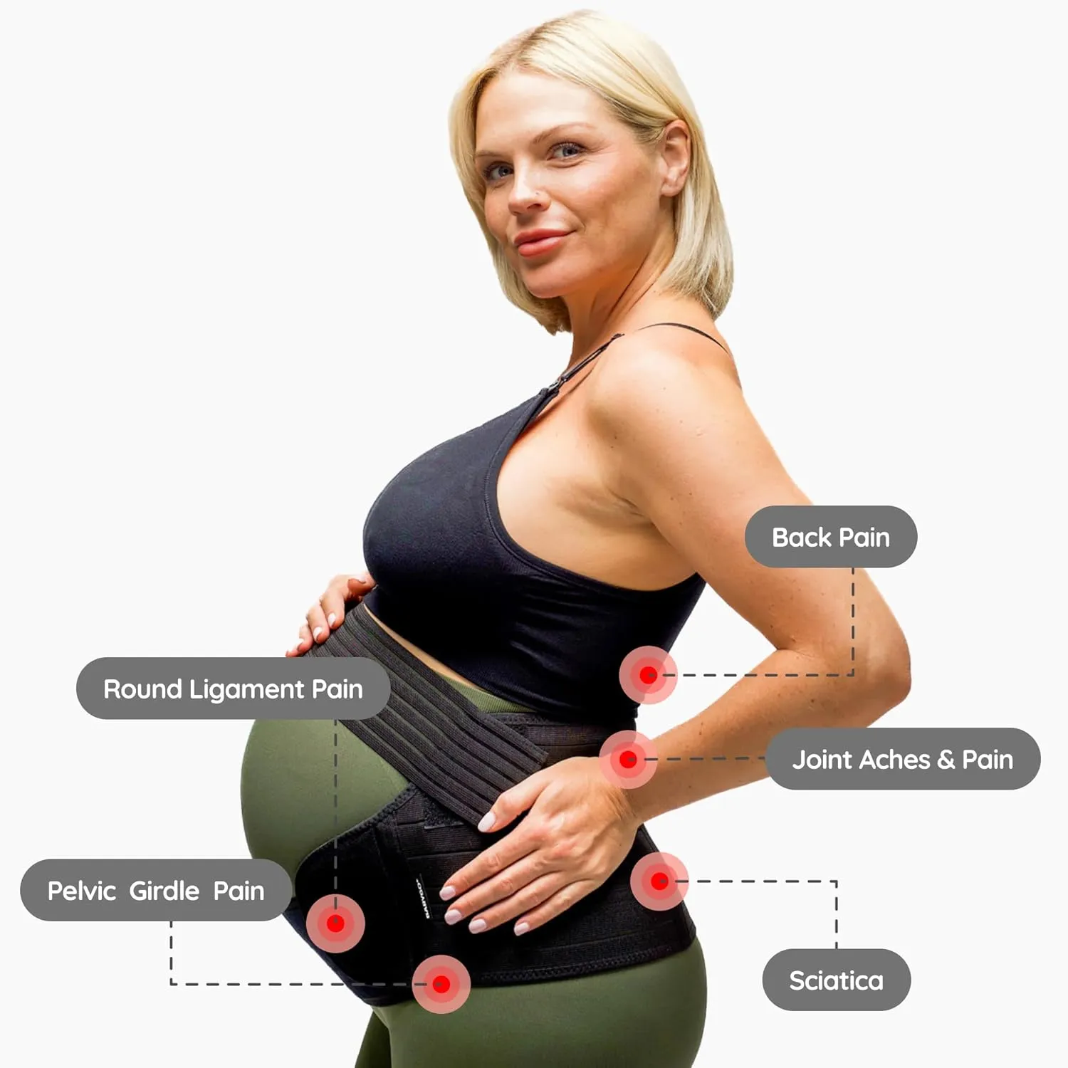 BABYGO 4 in 1 Pregnancy Support Belt Maternity & Postpartum Band - Relieve Back, Pelvic, Hip Pain, SPD & PGP | inc 40 Page Pregnancy Book for Birth Preparation, Labor & Recovery