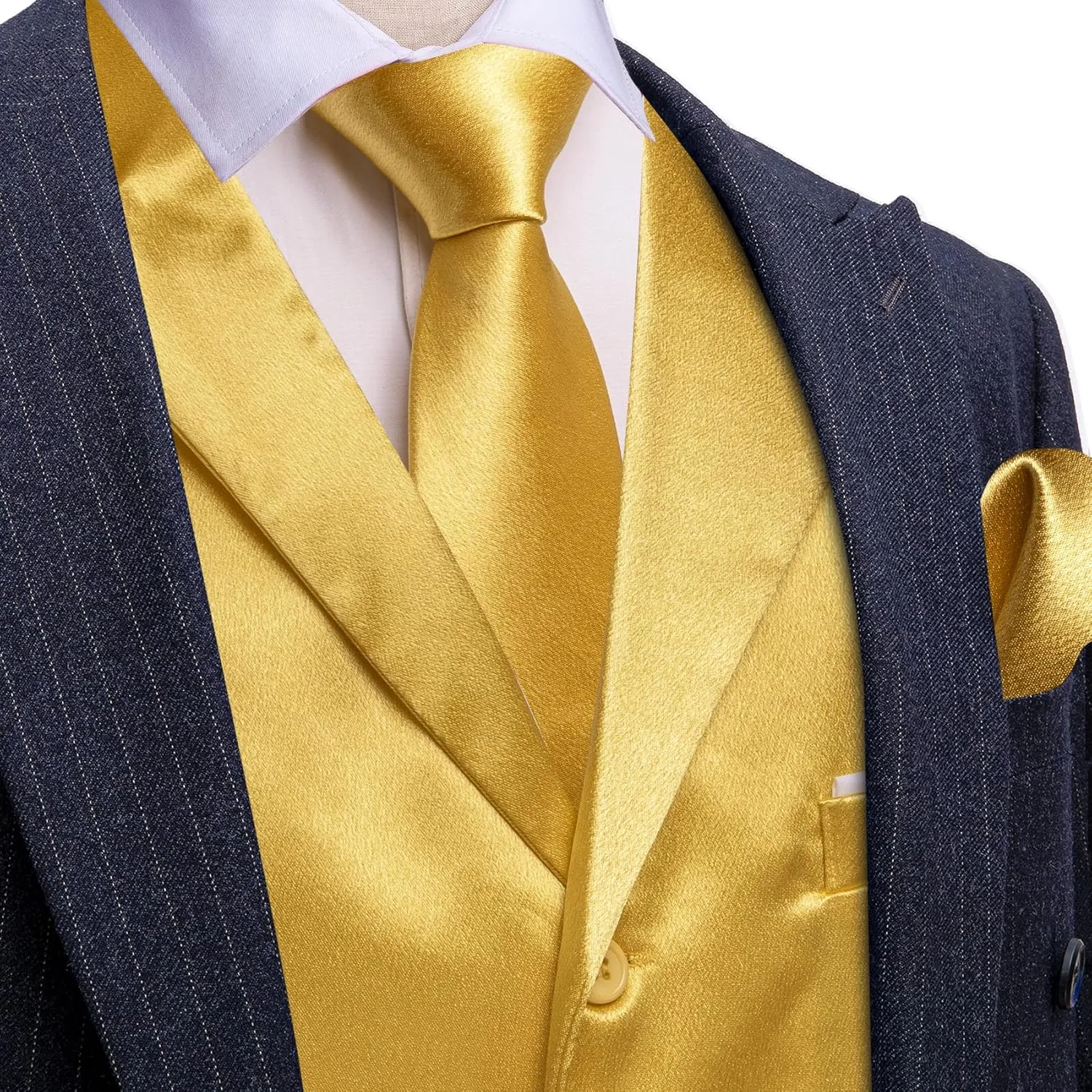 Barry.Wang Mens Satin Formal Suit Vest Tie Bowtie Set 8PC Lapel Collar Casual Slim Fit Waistcoat Wedding Party Tuxedo
