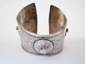 Beautiful Vintage Silver Flared Cuff Bracelet from Morocco