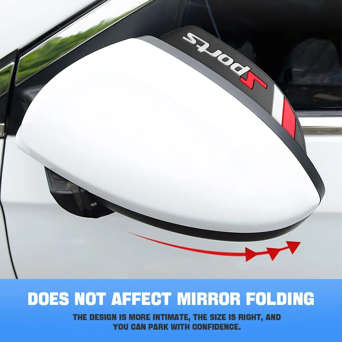 Blilo 2PCS Rear View Mirror Rain Eyebrows, Waterproof PVC Auto Side Mirror Rainproof Guard, Sports Visor Smoke Cover, Universal Exterior Accessories for Most Cars (Sport/Red)