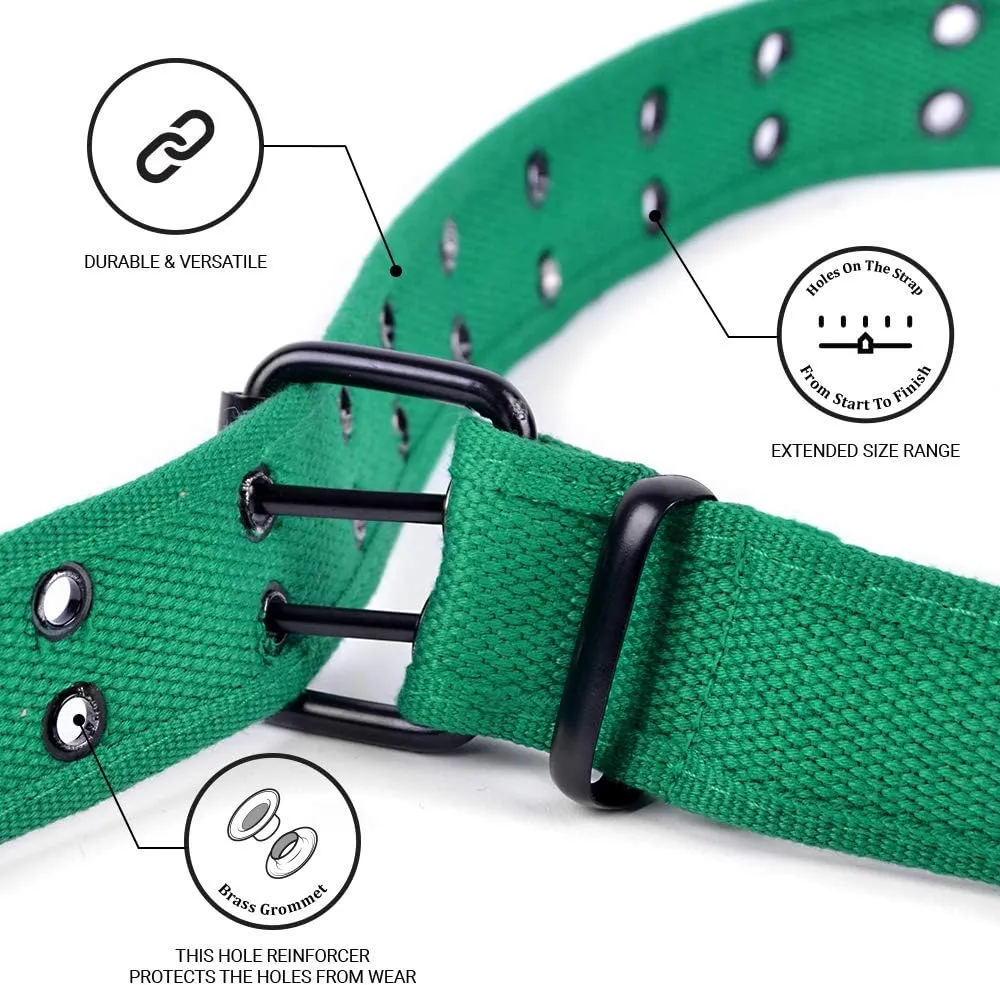 Boxed Gifts Parquet Casual Canvas Belt - Double Hole, Double Grommets for Men & Women