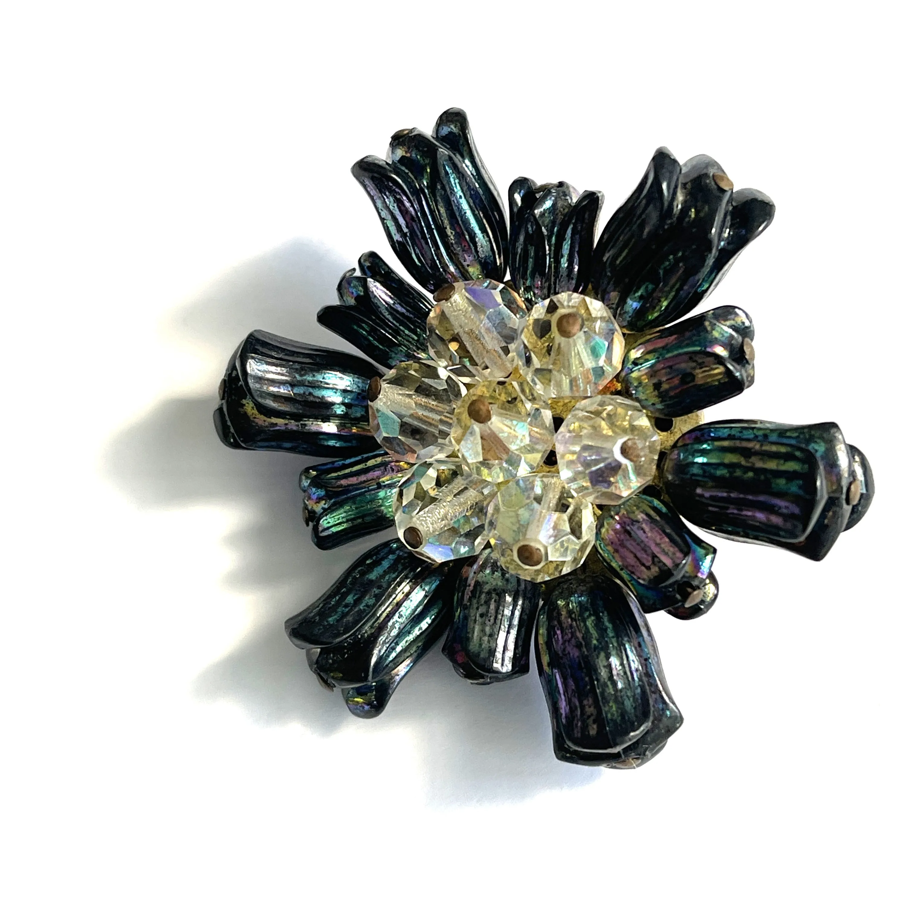 Carnival Glass Bead Vintage Brooch