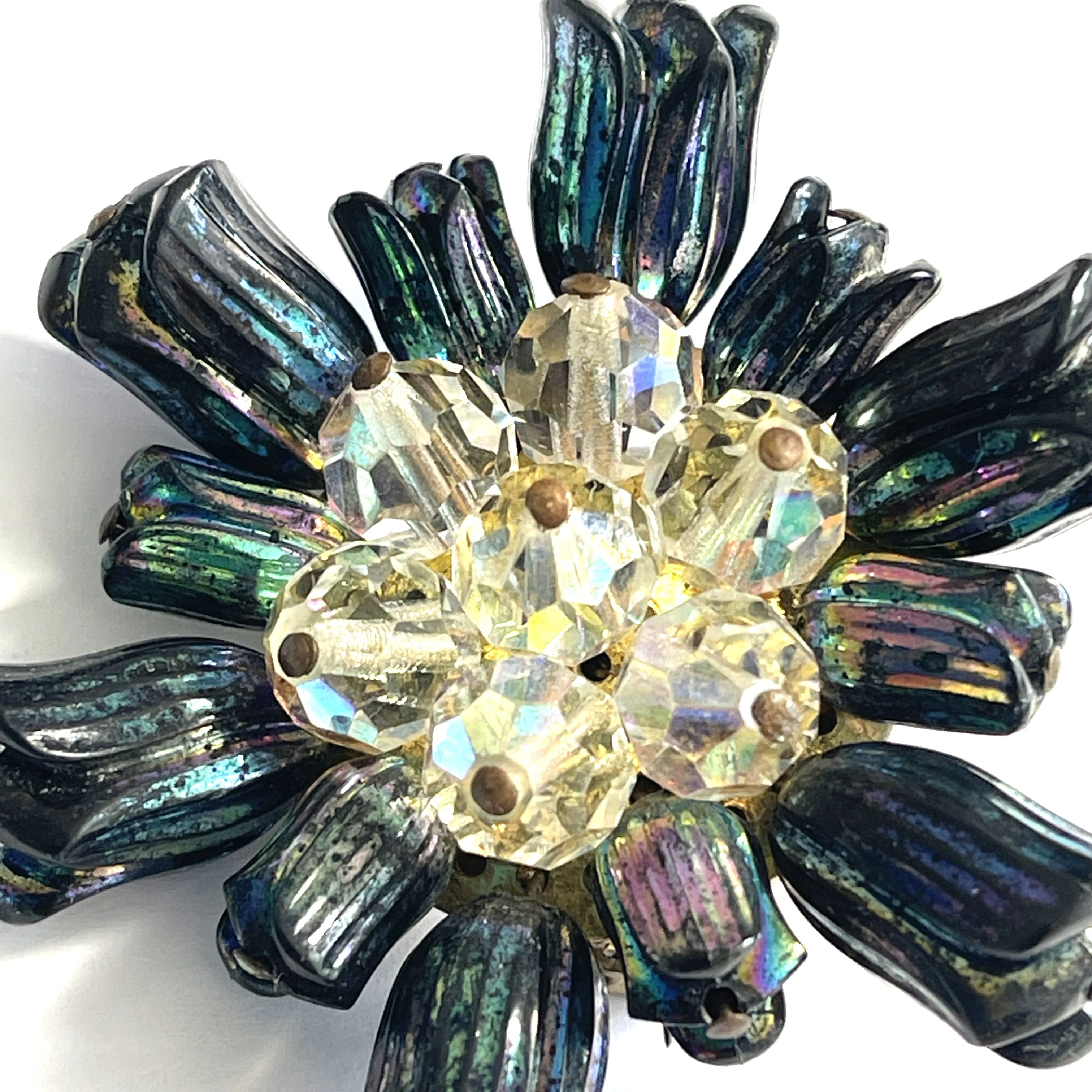 Carnival Glass Bead Vintage Brooch