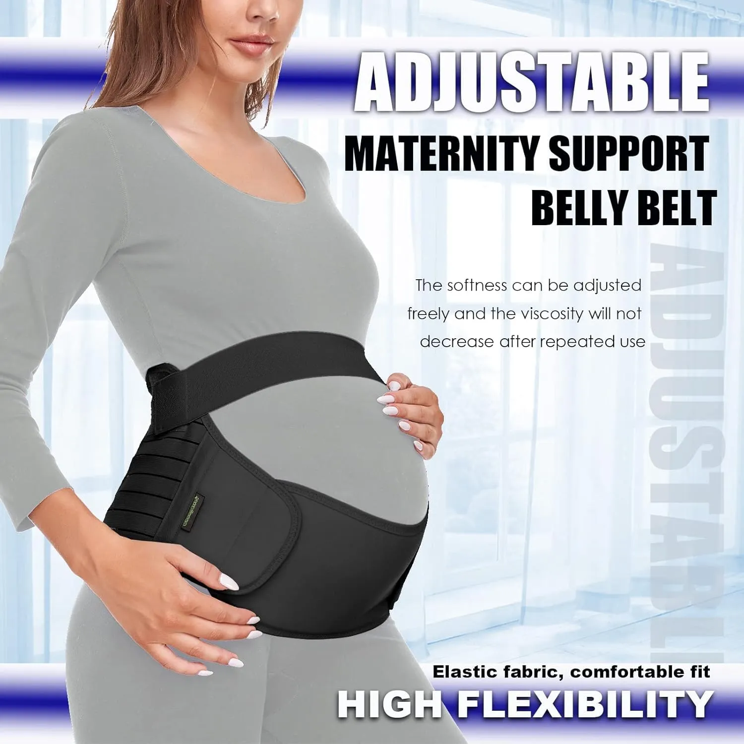 ChongErfei Maternity Belt Pregnancy Belly Band 3 in 1 Maternity Support Belt for Pregnant Back/Pelvic/Hip Pain, Maternity Band Belly Support for Pregnancy (Black, XL)