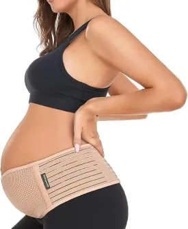 ChongErfei Maternity Belt Pregnancy Belly Band Back Support Abdominal Binder Back Brace - Relieve Back, Pelvic, Hip PainBeige,One Size