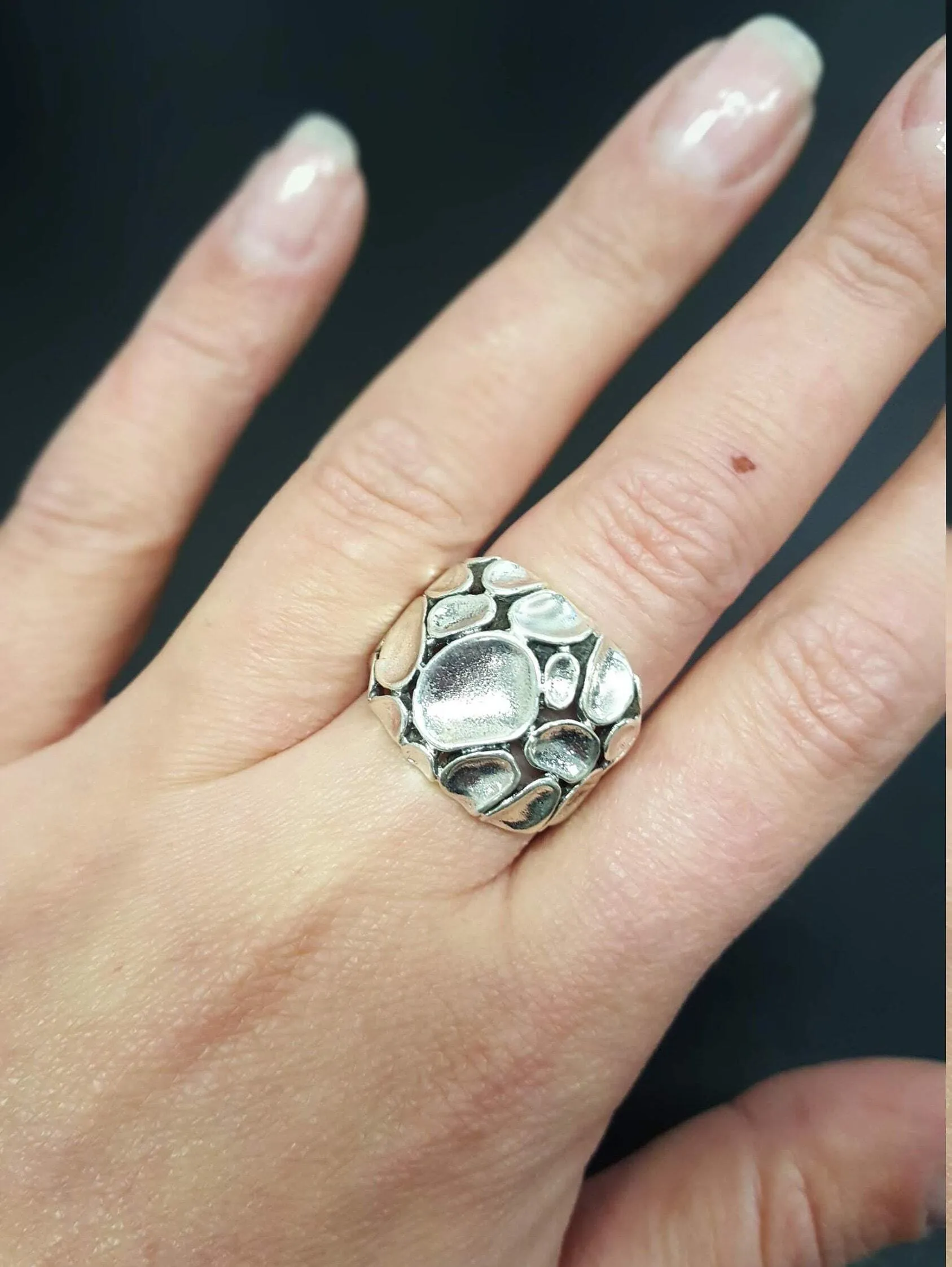 Chunky Silver Ring - Statement Textured Ring - Artistic Silver Ring