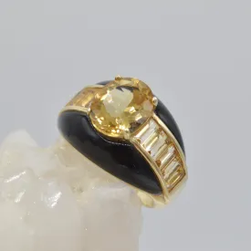 Citrine on Onyx Ring