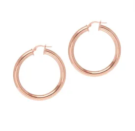 Classic, Chunky Hoop Earrings - Rose Gold