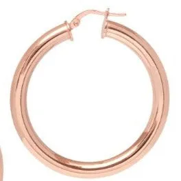 Classic, Chunky Hoop Earrings - Rose Gold
