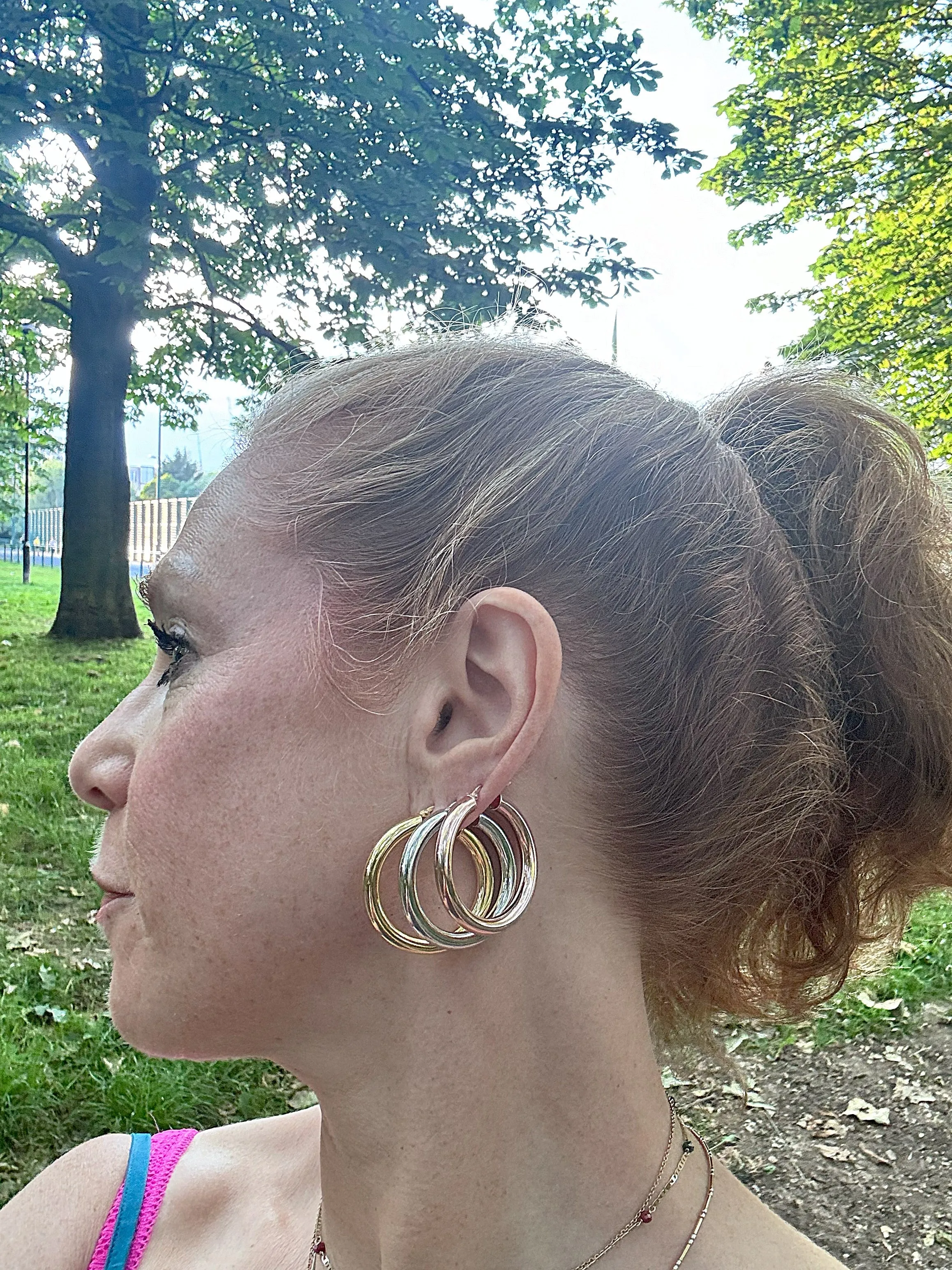 Classic, Chunky Hoop Earrings - Rose Gold