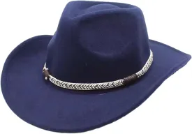 Classic Western Felt Cowboy Cowgirl Hat for Women Men, Outdoor Fedora Hats Wide Brim Cowgirl Hats with Belt Buckle