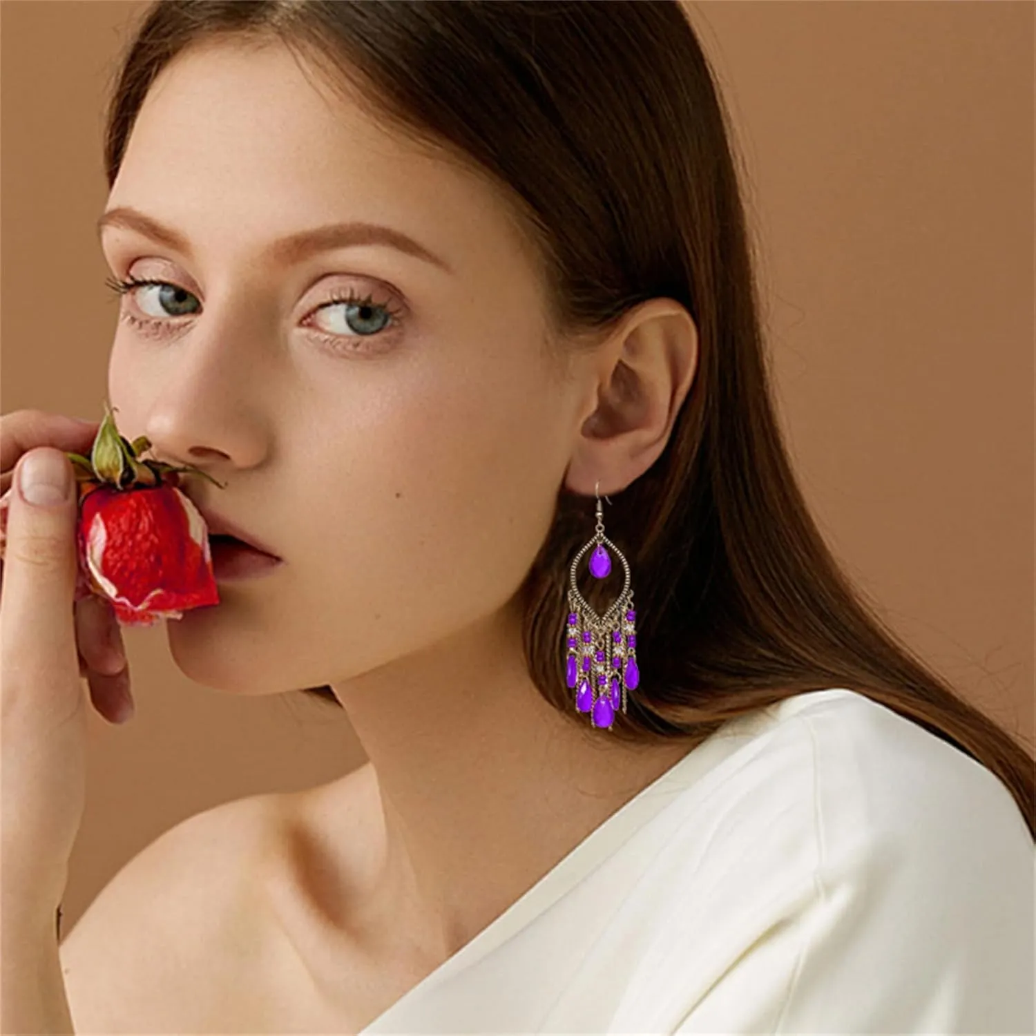 Coadipress Long Bohemian Drop Dangle Earrings for Women Retro Colorful Tassel Statement Drop Earrings Beaded Tassel Chandelier Earring Boho Elegant Jewelry