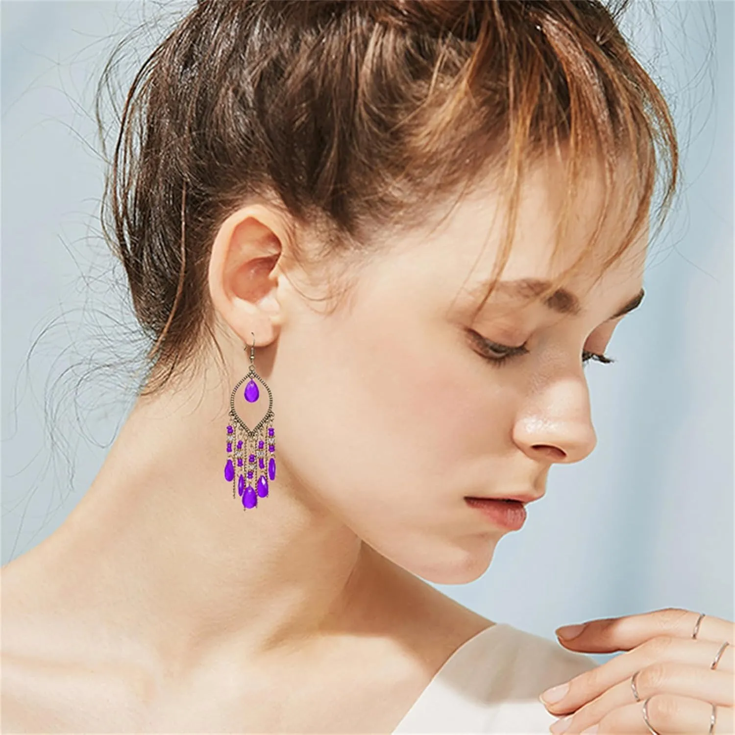 Coadipress Long Bohemian Drop Dangle Earrings for Women Retro Colorful Tassel Statement Drop Earrings Beaded Tassel Chandelier Earring Boho Elegant Jewelry