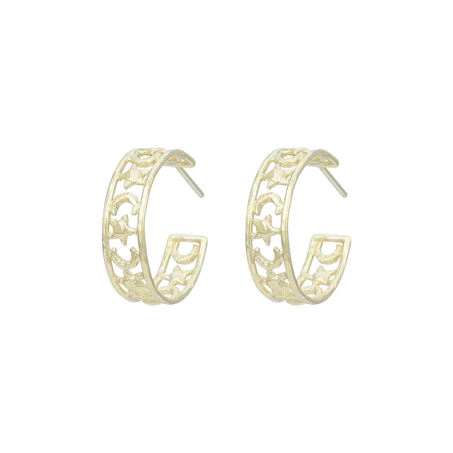 Cosmic Lover 14K Gold Sun and Moon Hoops