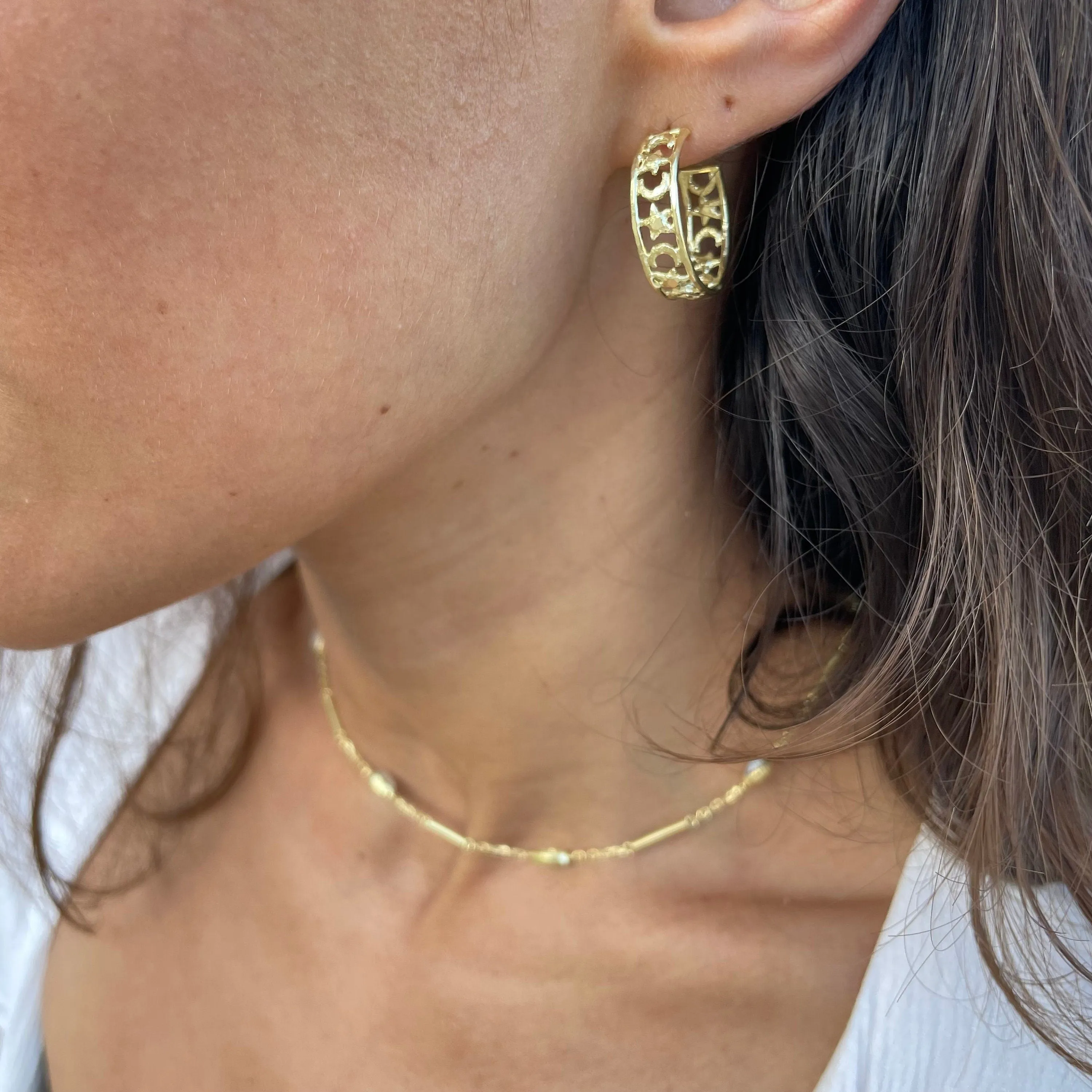 Cosmic Lover 14K Gold Sun and Moon Hoops