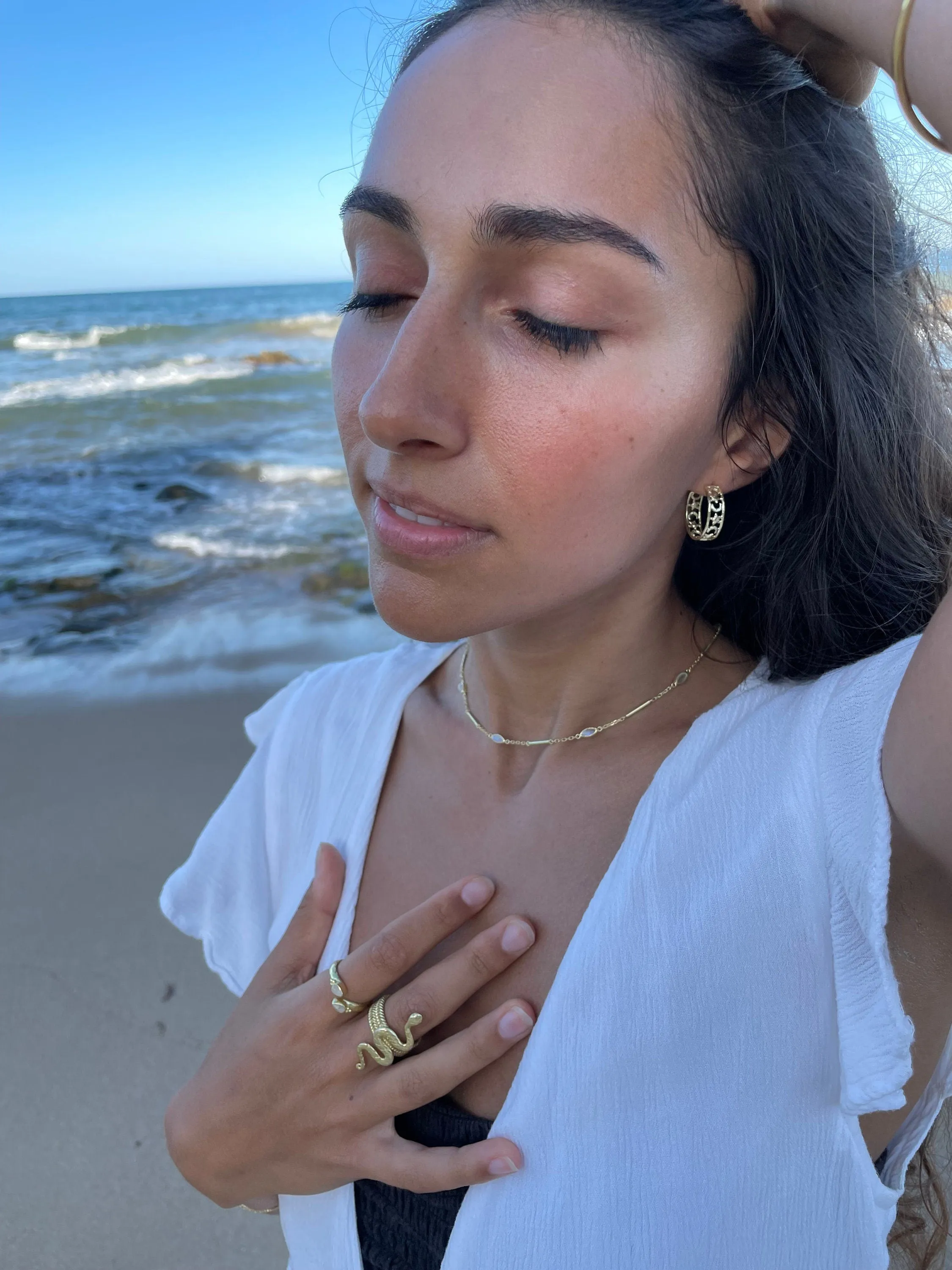 Cosmic Lover 14K Gold Sun and Moon Hoops