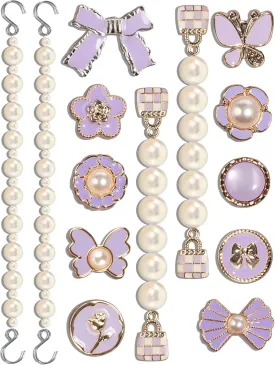 Cute Pearl Flower Shoe Charms for Girls, Luxury Jewelry Designer Charms for Women Pink