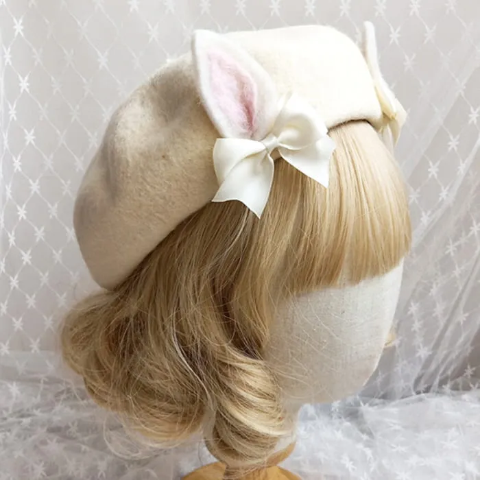 Cute Woolen Bow Beret Warm