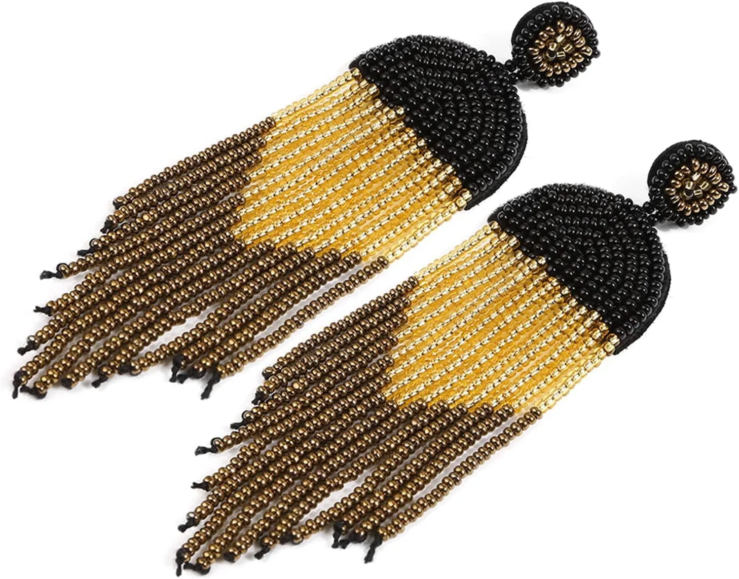 DoreenBow Long Beaded Tassel Earrings Boho Beaded Fringe Earrings Seed Bead Dangle Drop Earrings Native American Indian Earrings for Women and Girls