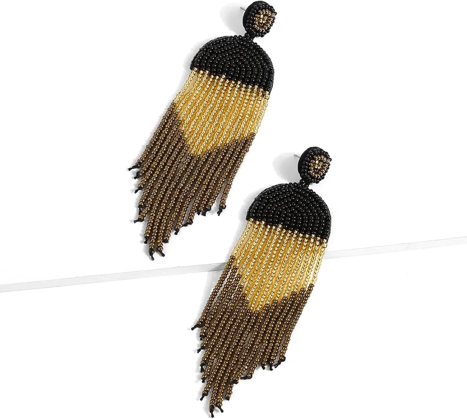 DoreenBow Long Beaded Tassel Earrings Boho Beaded Fringe Earrings Seed Bead Dangle Drop Earrings Native American Indian Earrings for Women and Girls