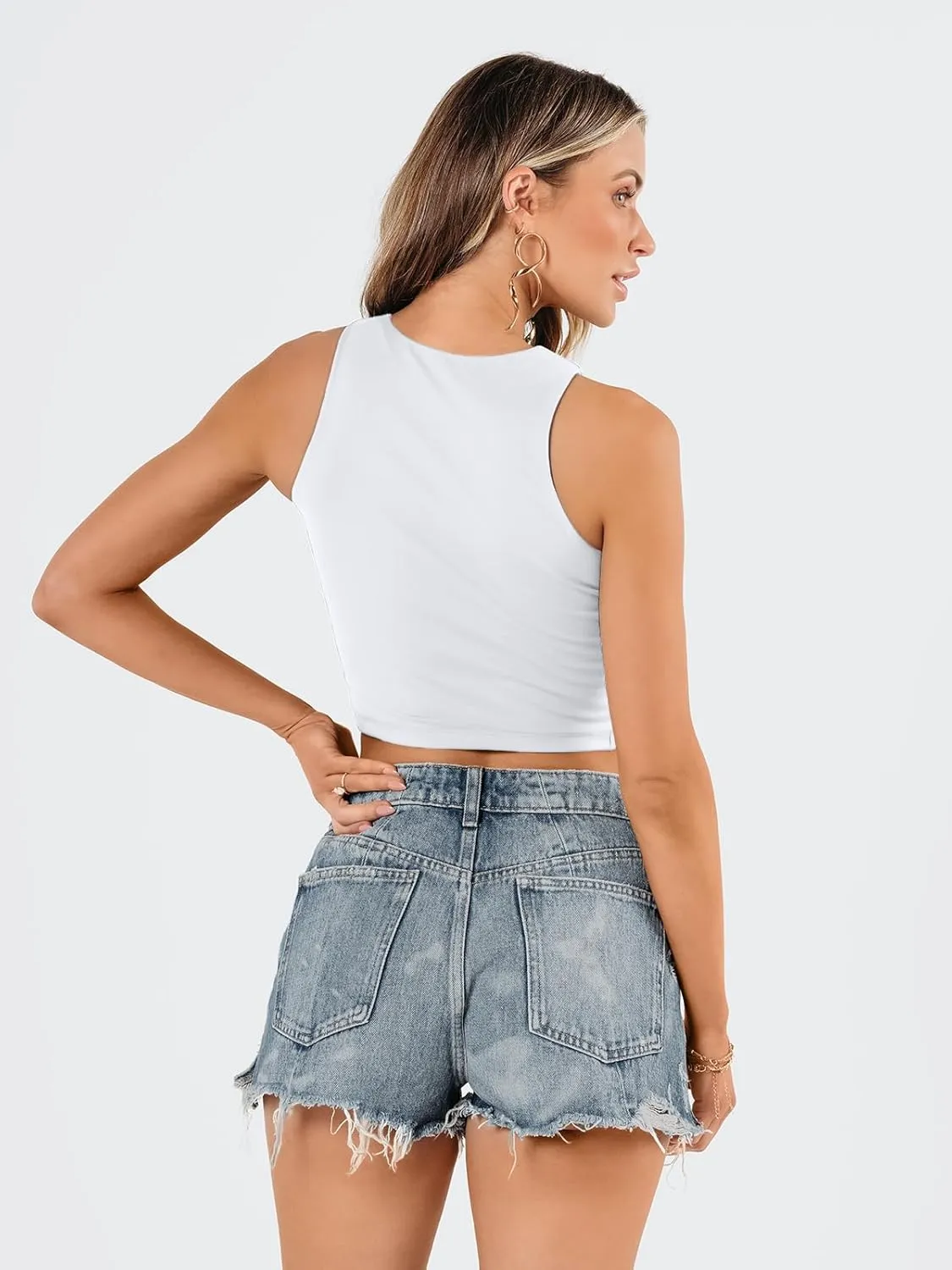 EFAN Womens Sexy Sleeveless Double Lined Crop Tops Workout Cute Tight Racerback Tank Tops Summer Clothes Teen Girls 2025
