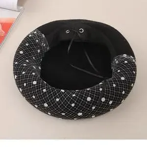 Elegant French Beret with Veil for Women and Girls
