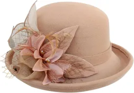 Elegant Hat for Men Women Wide Brim Boater Fedora Flat Top Hat Church Cap Vintage Hats for Women Fall Hat