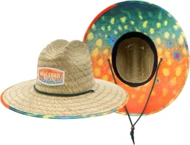 Fabric Pattern Print Straw Sunhat Men & Women, Lifeguard Hat, Beach, Swim, Cruise, Paddle Board, Boat, Fishing, Fits All