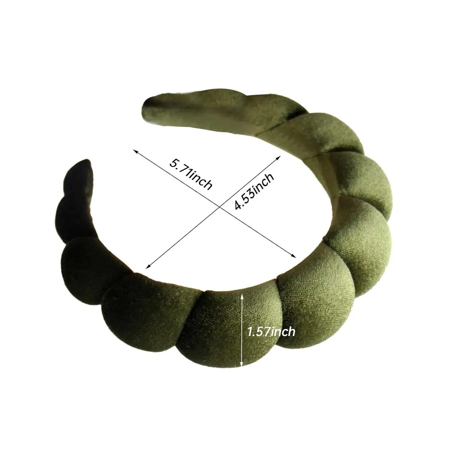 Fashion Headbands for Women Padded Fabric Hair Bands Wide Velvet Non Slip Headband Hair Accessories for Women Girls, Leaf Green