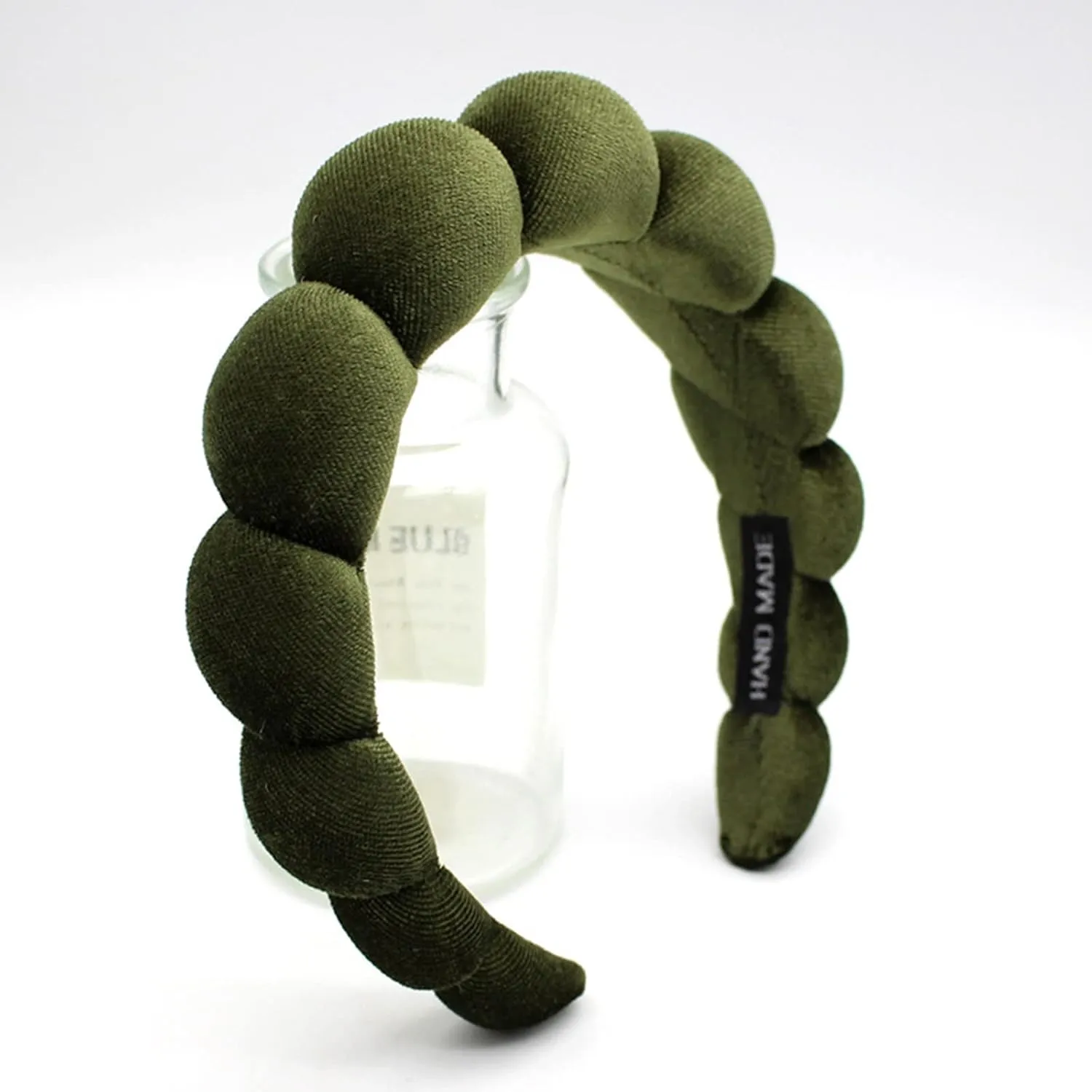 Fashion Headbands for Women Padded Fabric Hair Bands Wide Velvet Non Slip Headband Hair Accessories for Women Girls, Leaf Green