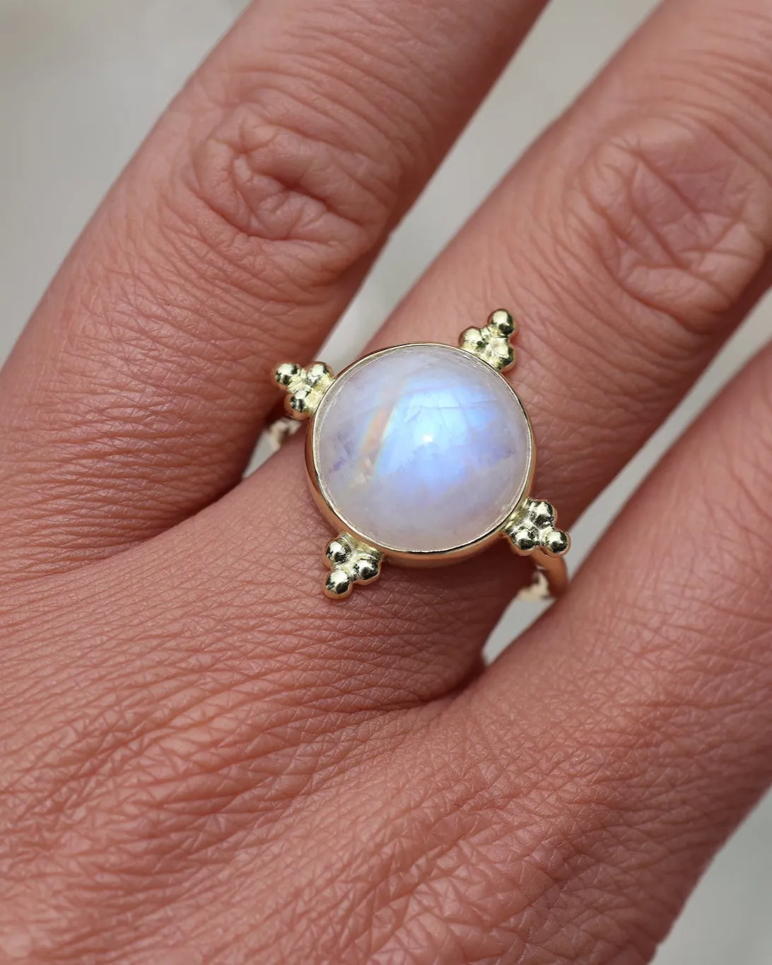Full Moon Gold Moonstone Ring