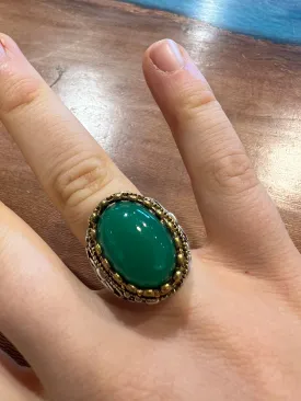 Gold and Green Statement Ring