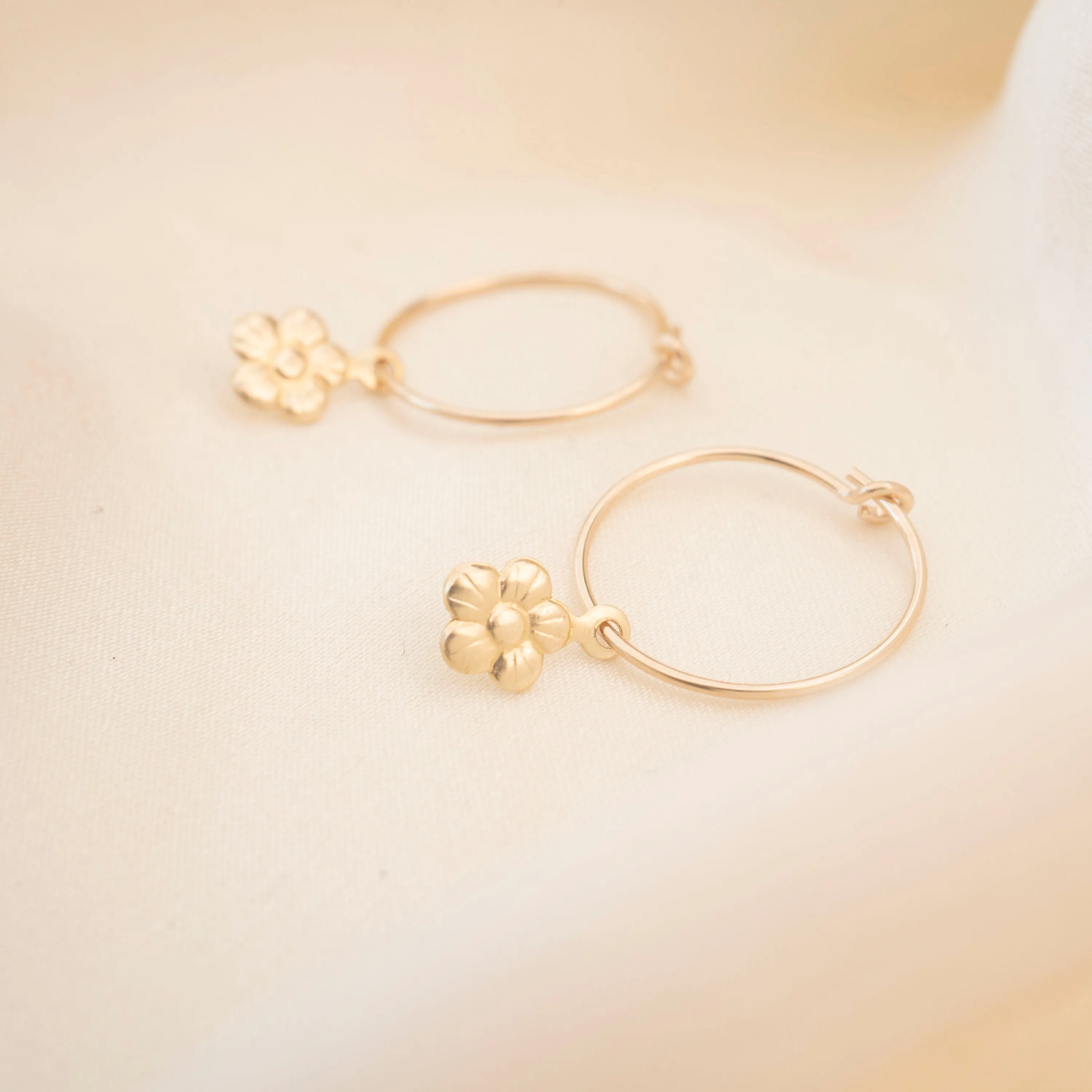 Gold Filled Dainty Flower Hoops