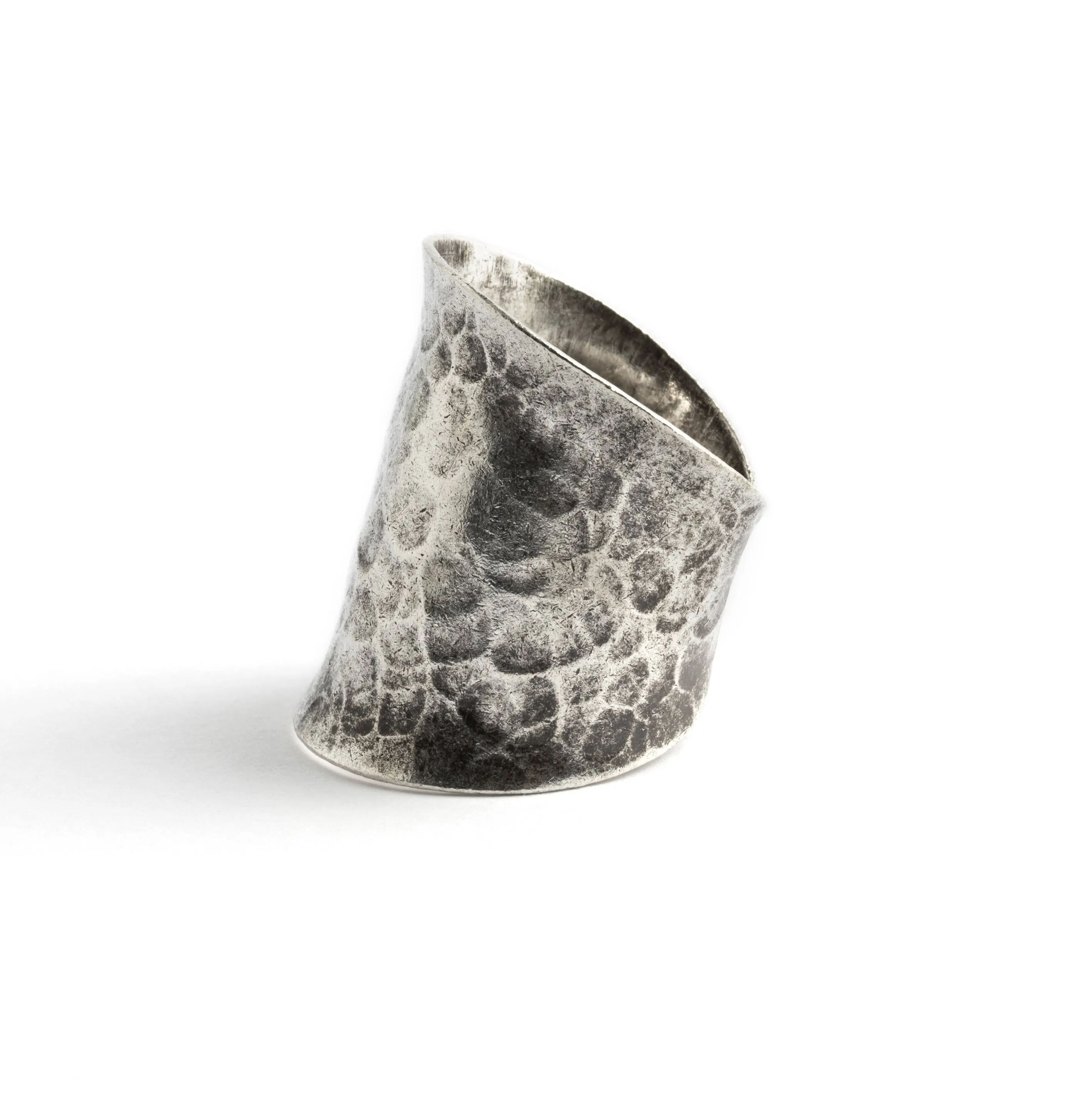Hammered Dark Silver Ring
