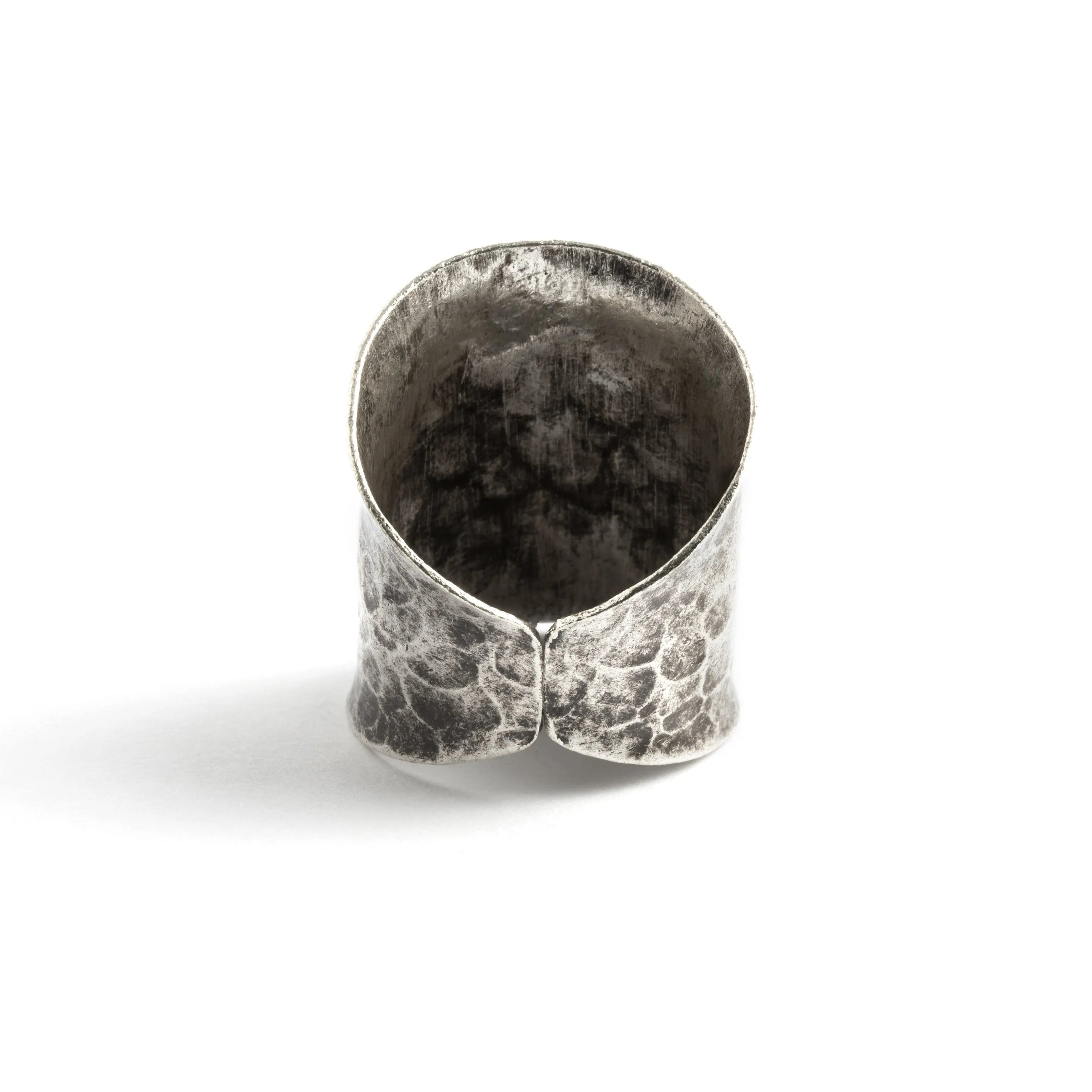 Hammered Dark Silver Ring