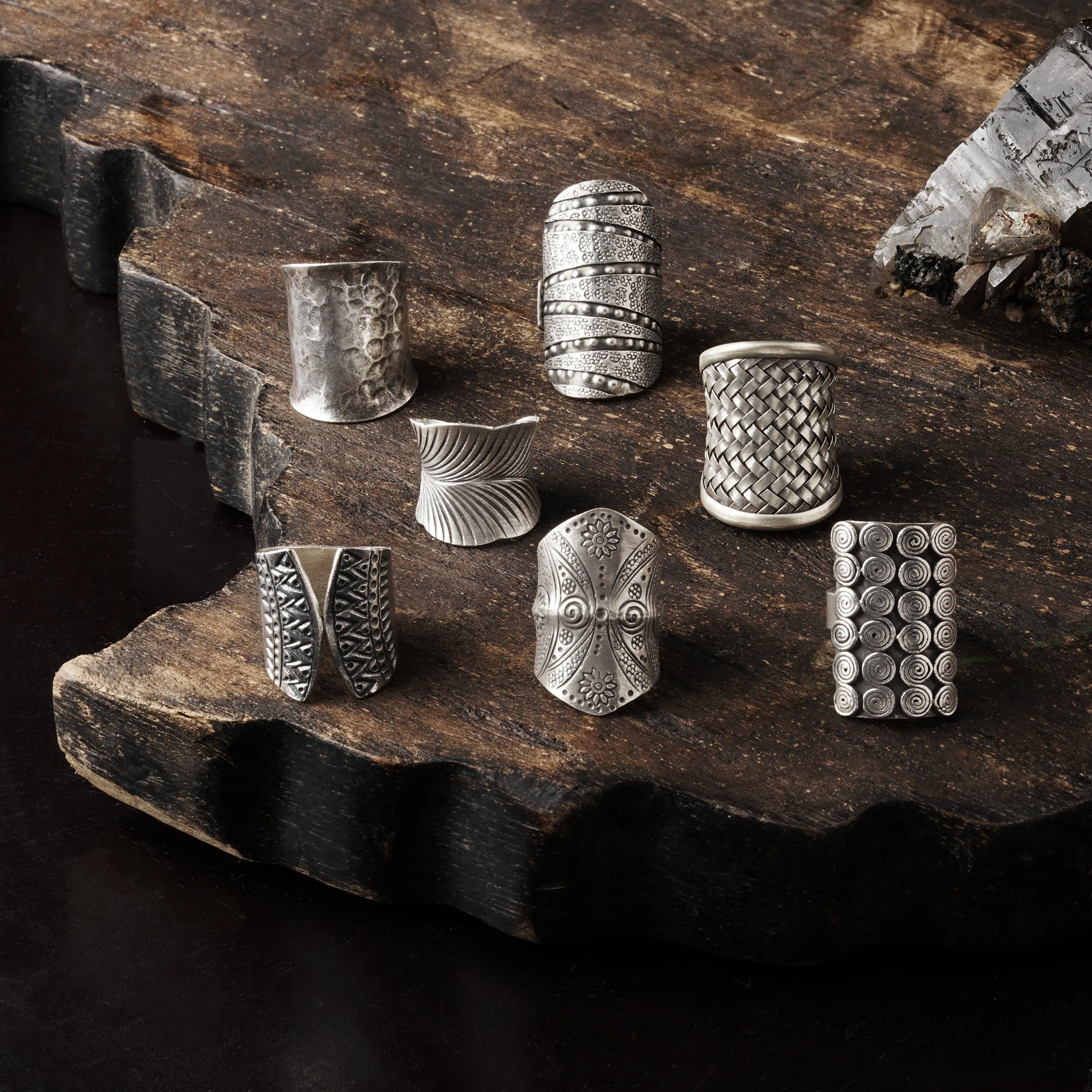 Hammered Dark Silver Ring