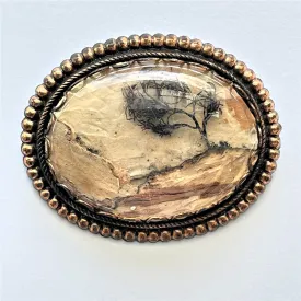 Hand Crafted Scene Under Perspex Vintage Brooch