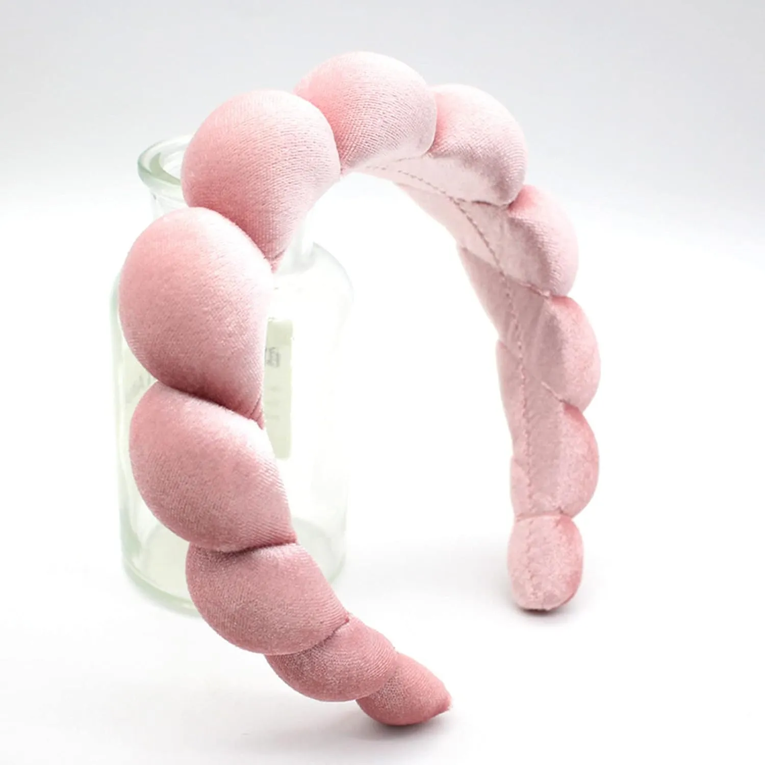 Headbands for Women, Cute Padded Fabric Hair Bands Wide Velvet Non Slip Headband Hair Accessories for Women Girls, Pink
