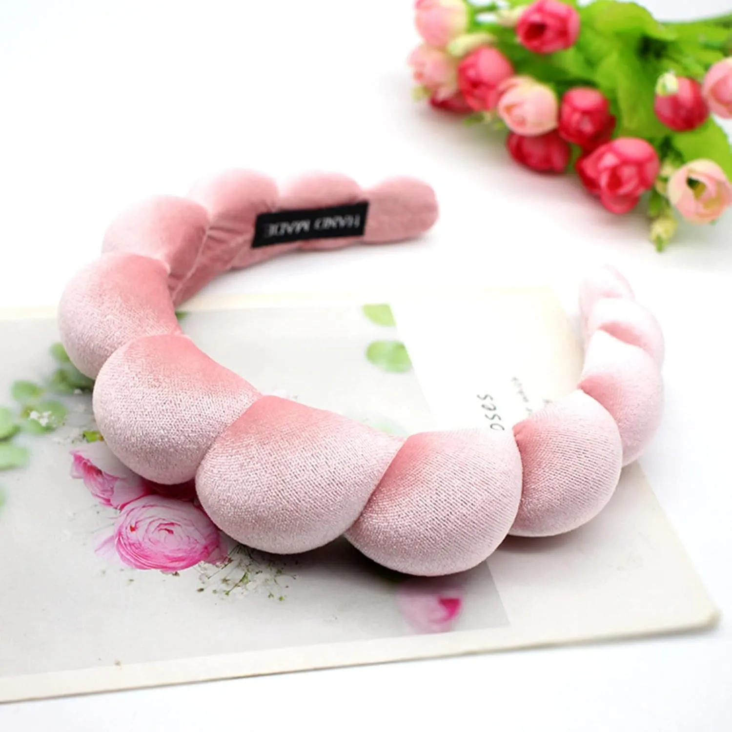 Headbands for Women, Cute Padded Fabric Hair Bands Wide Velvet Non Slip Headband Hair Accessories for Women Girls, Pink