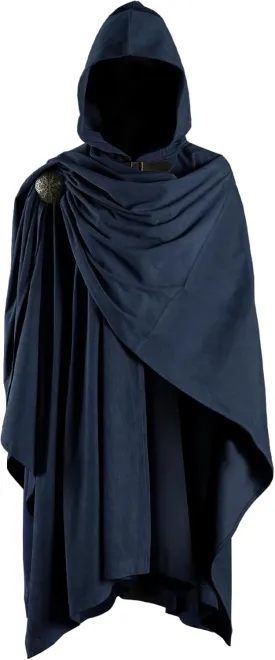 HiiFeuer Medieval Corduroy Hooded Cloak with Adjustable Brooch, Fantasy Poncho Renaissance Costume Cape Ren Faire Cosplay