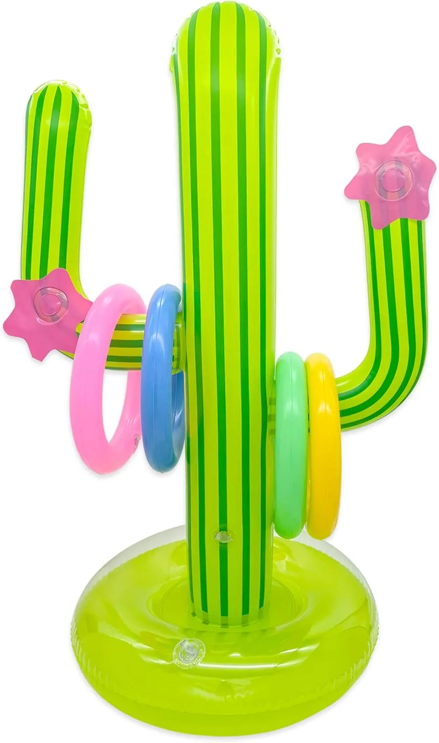 Inflatable Cactus Ring Toss Game Set with 4 Pcs Inflatable Rings - Hawaiian Pool Games Cactus for Summer Party Supplies Favors - Pool Beach Party Decoration Supplies