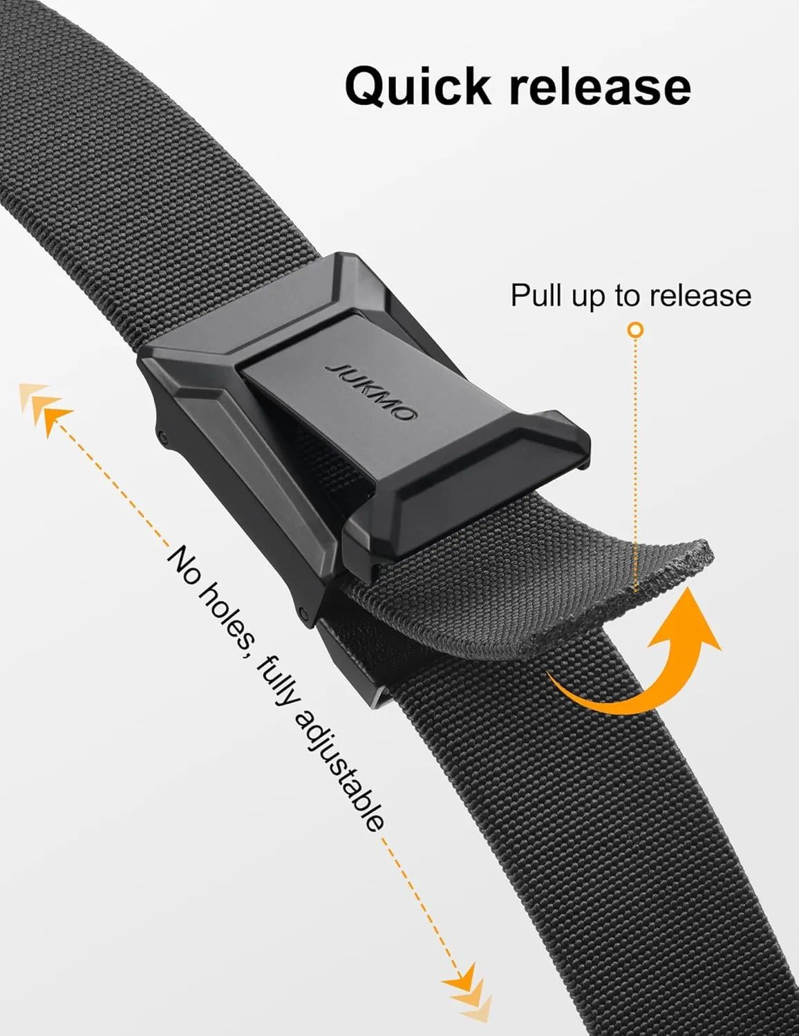 JUKMO Stretch Tactical Belt for Men, Military Work Rigger Hiking 1.5" Elastic Nylon Web Ratchet Quick Release Belt