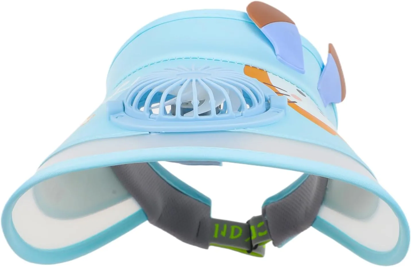 Kids Visor, Sun Visor Hat with USB Charging Fan, Cute Cartoon Design, Wide Brim Empty Top Sunhat for Boys Girls Outdoor